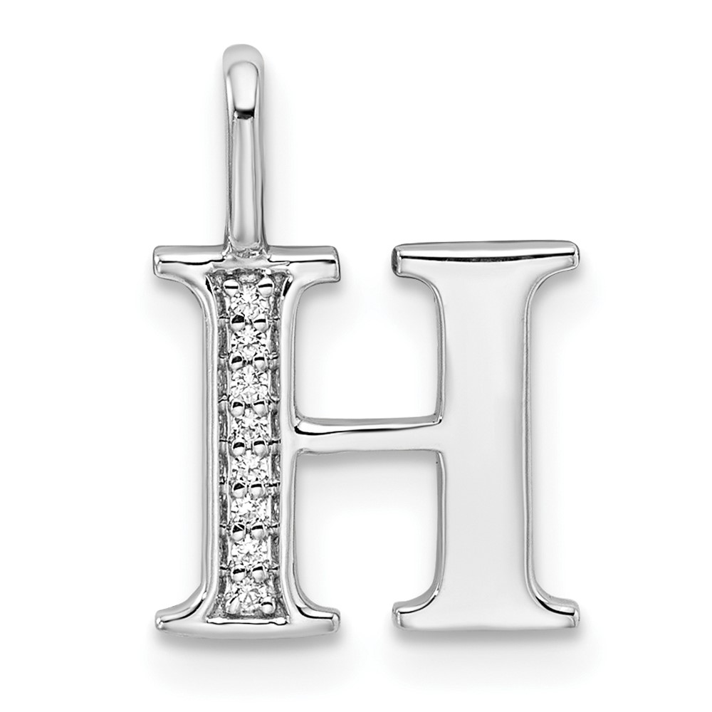 PM8365H-003-WA.jpg 14K White Gold Diamond Letter H Initial Pendant - Image 1