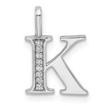 14K White Gold Diamond Letter K Initial Pendant