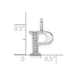 14K White Gold Diamond Letter P Initial Pendant - Image 3