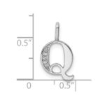 14K White Gold Diamond Letter Q Initial Pendant - Image 3