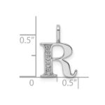 14K White Gold Diamond Letter R Initial Pendant - Image 3