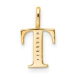 10K Diamond Letter T Initial Pendant - Image 3
