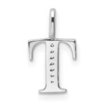 14K White Gold Diamond Letter T Initial Pendant - Image 4