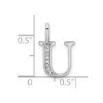 14K White Gold Diamond Letter U Initial Pendant - Image 3