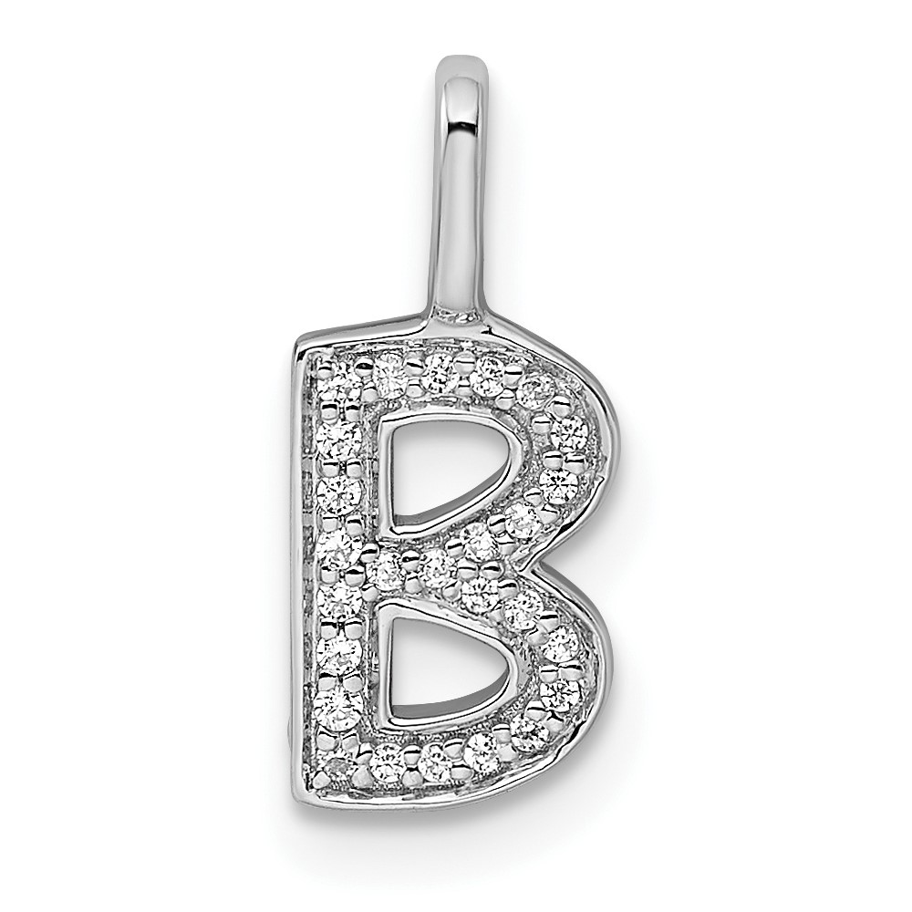 PM8367B-008-WA.jpg 14K White Gold Diamond Letter B Initial Pendant - Image 1