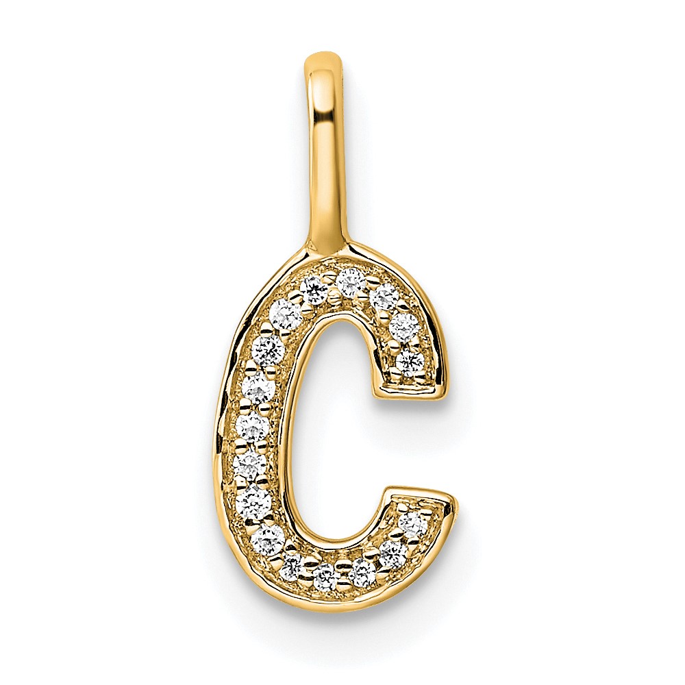 PM8367C-005-YA.jpg 14K Yellow Gold Diamond Letter C Initial Pendant - Image 1
