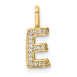 14K  Gold Diamond Letter E Initial Pendant