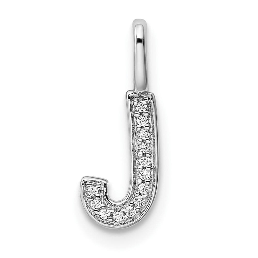 PM8367J-004-WA.jpg 14K White Gold Diamond Letter J Initial Pendant - Image 1