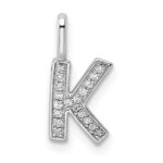 14K White Gold Diamond Letter K Initial Pendant