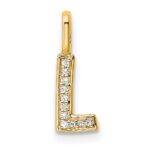 14K  Gold Diamond Letter L Initial Pendant