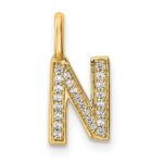 14K  Gold Diamond Letter N Initial Pendant