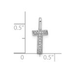 14K White Gold Diamond Letter T Initial Pendant - Image 4