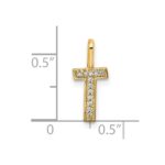 14K  Gold Diamond Letter T Initial Pendant - Image 4