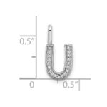 14K White Gold Diamond Letter U Initial Pendant - Image 4