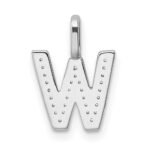 14K White Gold Diamond Letter W Initial Pendant - Image 3