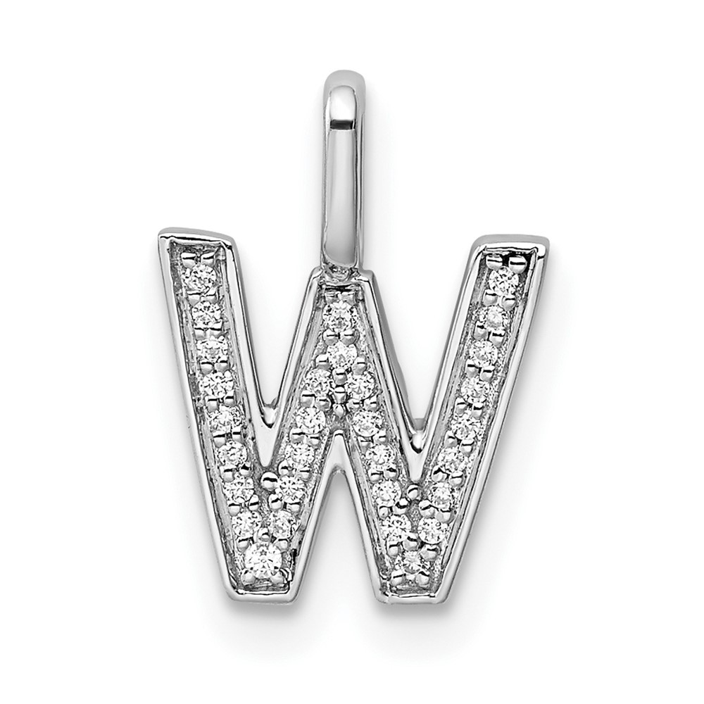PM8367W-009-WA.jpg 14K White Gold Diamond Letter W Initial Pendant - Image 1