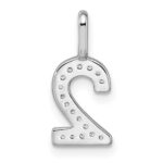 14k White Gold Diamond Number 2 Pendant - Image 4