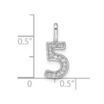 14k White Gold Diamond Number 5 Pendant - Image 3