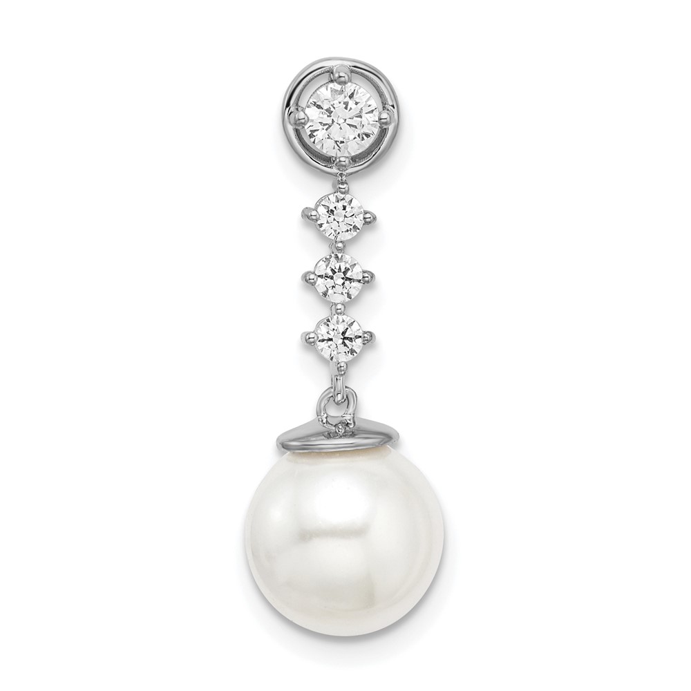 PM8478-PL-025-WA.jpg 14k White Gold 8-9mm Round White Freshwater Cultured Pearl and Diamond Chain Slide - Image 1