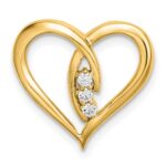 14k Diamond Polished 3-Stone Heart Chain Slide