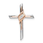 10K Two-tone White & Rose Diamond Cross Chain Slide