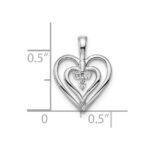 14k White Gold Polished Two Hearts Diamond Pendant - Image 3
