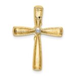 14k Polished 1/10 carat Diamond Cross Chain Slide - Image 4