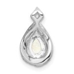 14k White Gold Polished Pear Opal and Diamond Chain Slide - Image 4