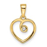 14k Polished .03 carat Diamond Heart Pendant - Image 4
