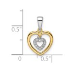 14k Two-tone Heart Dangle Diamond Pendant - Image 3