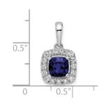 14k White Gold 1/4 carat Lab Grown Diamond VS/SI+ G+ September Birthstone Lab Created Blue Sapphire Halo Pendant - Image 4