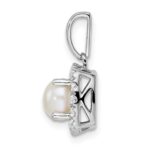14k White Gold 1/4 carat Lab Grown Diamond VS/SI+ G+ June Birthstone Freshwater Cultered Pearl Halo Pendant - Image 2