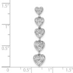 14k White Gold 1 carat Lab Grown Diamond VS/SI+ G+ Complete Five Heart Bar Chain Slide Pendant - Image 4