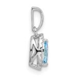 14k White Gold 1/10 carat Lab Grown Diamond VS/SI+ G+ and Aquamarine March Birthstone Pendant - Image 2