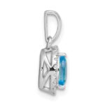 14k White Gold 1/10 carat Lab Grown Diamond VS/SI+ G+ and Blue Topaz December Birthstone Pendant - Image 2