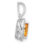 14k White Gold 1/10 carat Lab Grown Diamond VS/SI+ G+ and Citrine November Birthstone Pendant - Image 2