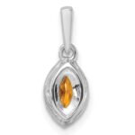 14k White Gold 1/10 carat Lab Grown Diamond VS/SI+ G+ and Citrine November Birthstone Pendant - Image 3