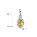 14k White Gold 1/10 carat Lab Grown Diamond VS/SI+ G+ and Citrine November Birthstone Pendant - Image 4