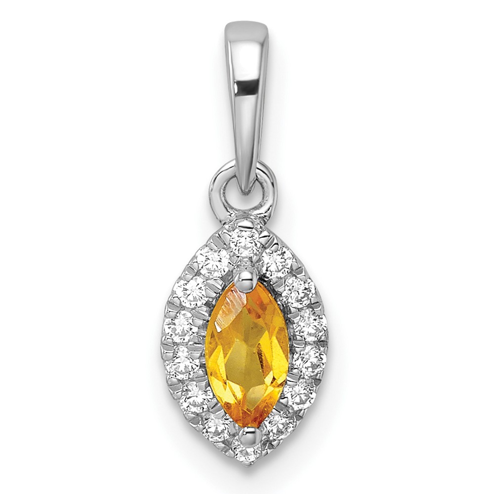 PM9354-CI-010-WAA.jpg 14k White Gold 1/10 carat Lab Grown Diamond VS/SI+ G+ and Citrine November Birthstone Pendant - Image 1