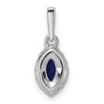 14k White Gold 1/10 carat Lab Grown Diamond VS/SI+ G+ and Lab Created Blue Sapphire September Birthstone Pendant - Image 3