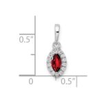 14k White Gold 1/10 carat Lab Grown Diamond VS/SI+ G+ and Garnet January Birthstone Pendant - Image 4