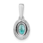 Pure Serenity 14k White Gold 1/10 carat Lab Grown Diamond VS/SI+ G+ and Lab Created Paraiba Teardrop Pendant - Image 3