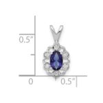 14k White Gold 1/10 carat Lab Grown Diamond VS/SI+ G+ and Lab Created Blue Sapphire Pendant - Image 4