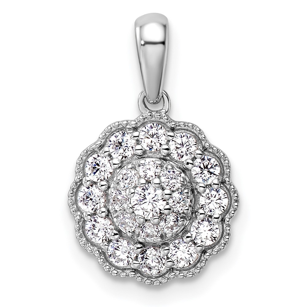 PM9660-040-WAA.jpg 14k White Gold 1/2 carat Lab Grown Diamond VS/SI+ G+ Square Halo Pendant - Image 1