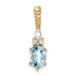 14K Diamond and 7x5 Oval March/Aquamarine Twisted Chain Slide
