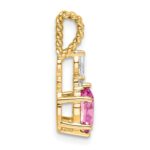 14K Diamond and 7x5 Oval October/Lab Created Pink Sapphire Twisted Chain Slide - Image 2