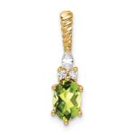 14K Diamond and 7x5 Oval August/Peridot Twisted Chain Slide