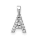 14K White Gold Diamond Letter A Initial with Bail Pendant