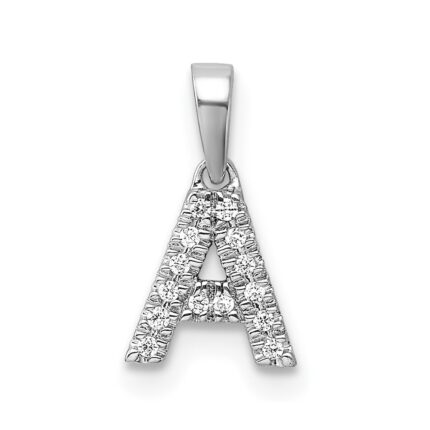 14K White Gold Diamond Letter A Initial with Bail Pendant