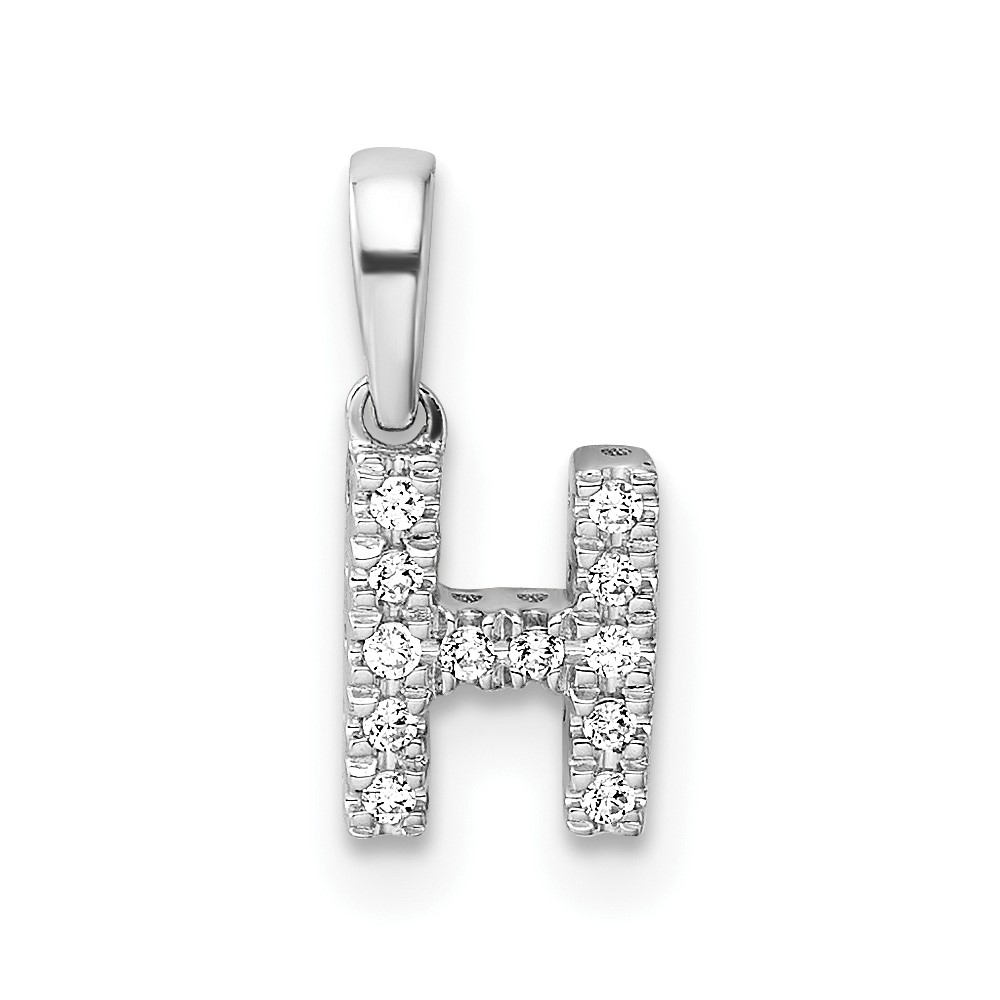 PM9797H-006-WA.jpg 14K White Gold Diamond Letter H Initial with Bail Pendant - Image 1